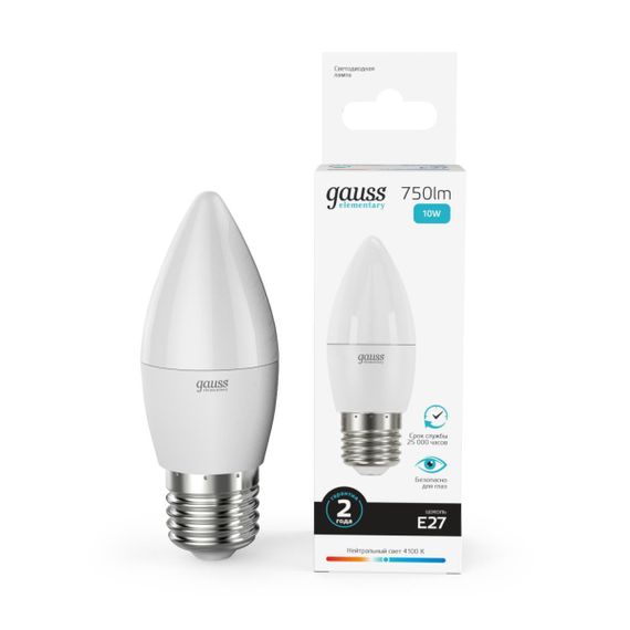 Лампа светодиодная Gauss E27 10W 4100K матовая 30220