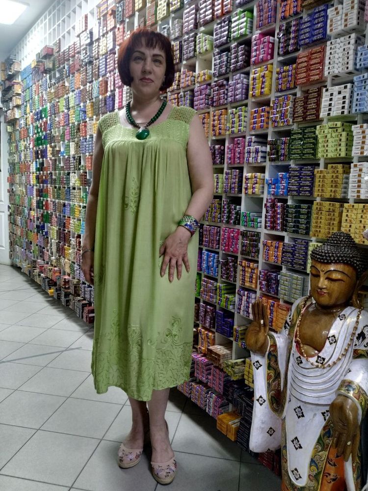 Сарафан JK с вышивкой на вязаных лямках free size цвет салатовый