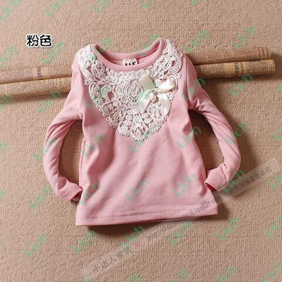 Лонгслив однотонный с кружевной аппликацией и бантом