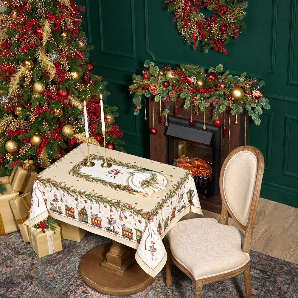 СКАТЕРТЬ "ЩЕЛКУНЧИК" 110Х140СМ ,БЕЖЕВЫЙ ,100% ХЛОПОК,ТВИЛ