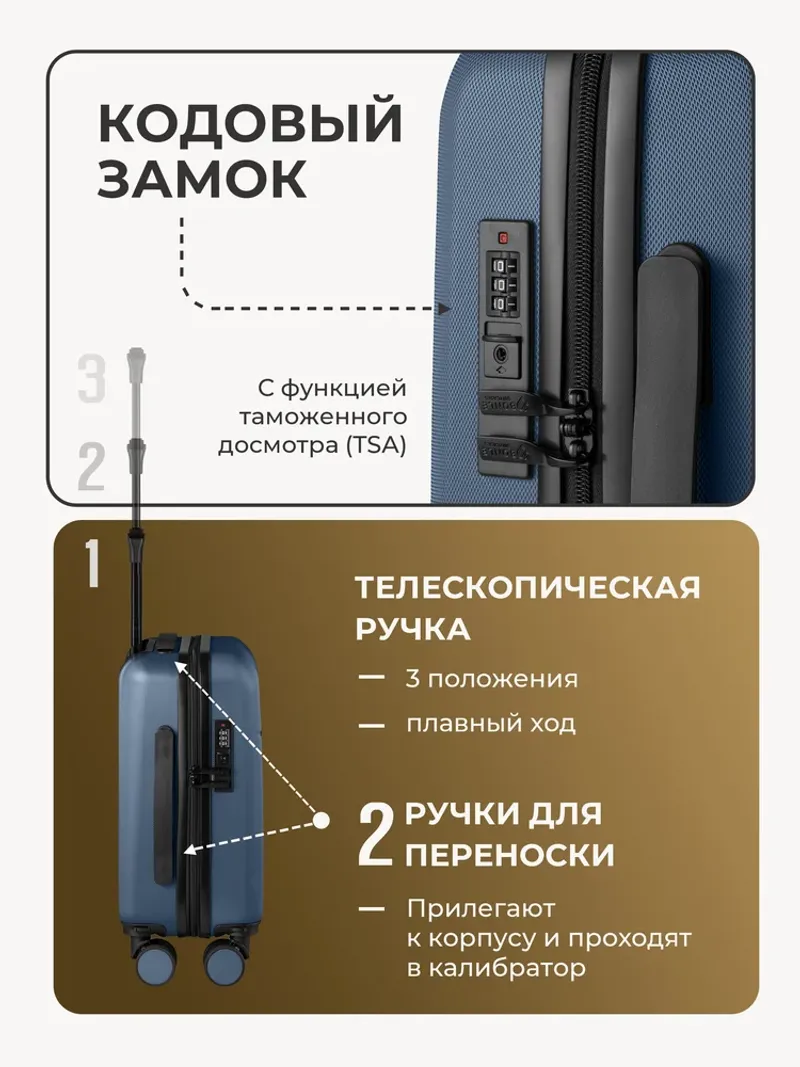 Чемодан Bonle размер XS Темно-синий