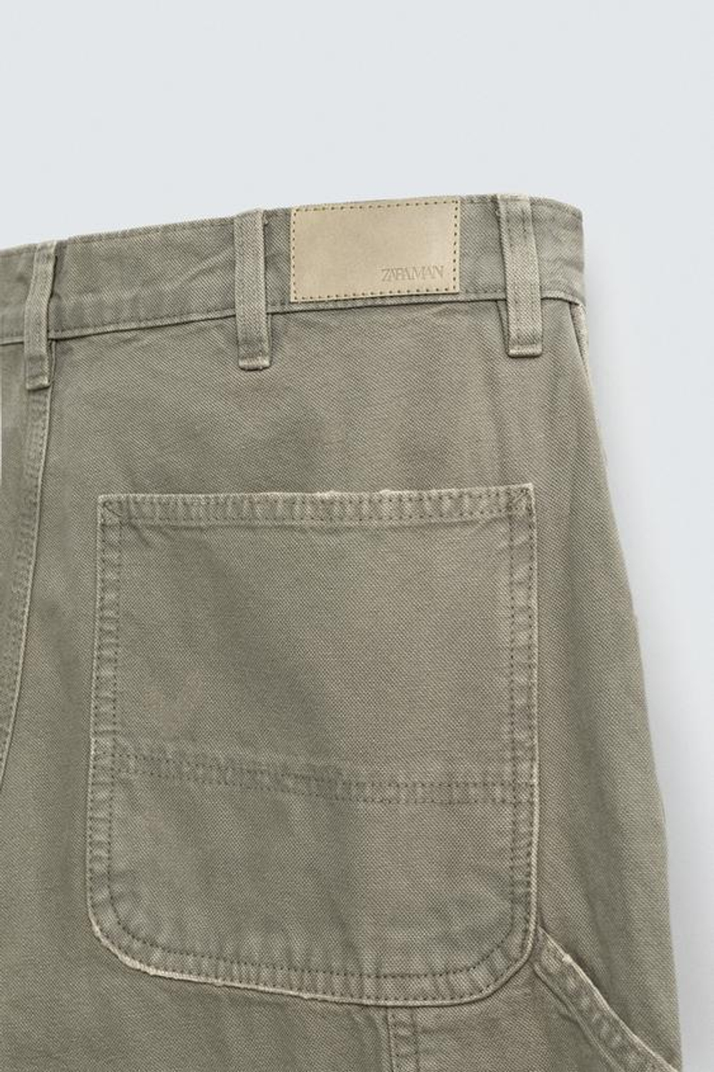 ZARA БРЮКИ КАРГО С ЭФФЕКТОМ ПОТЕРТОСТИ, СВЕТЛО-ЗЕЛЕНЫЙ