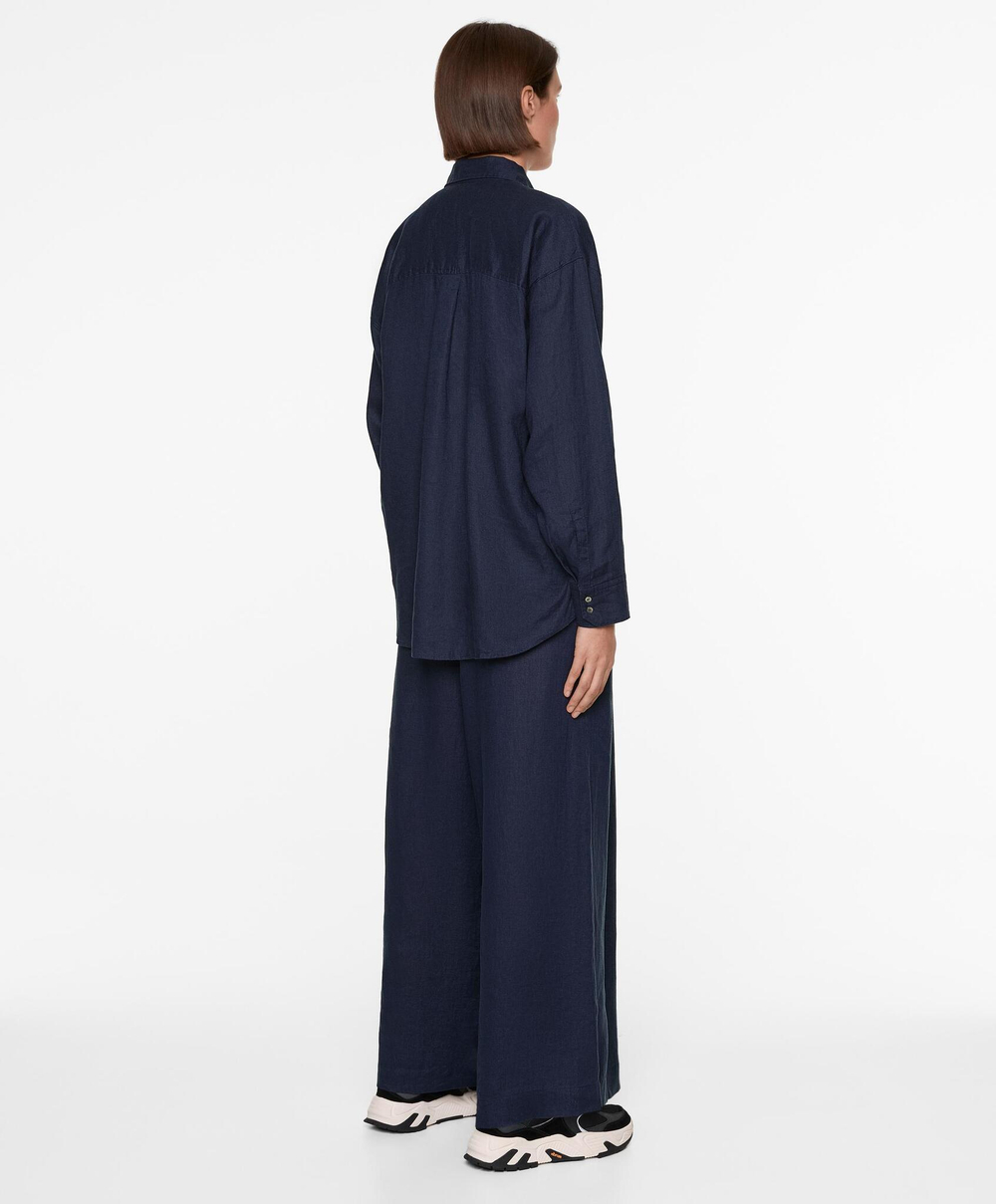 Oysho Льняная рубашка, темно-синий