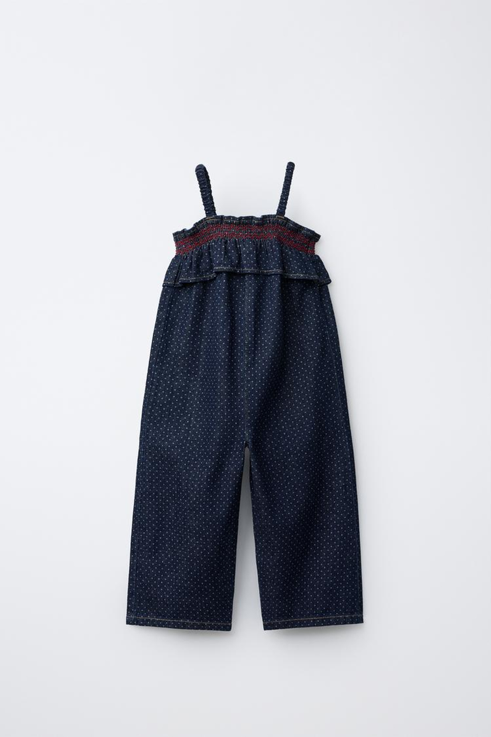 ZARA ДЛИННЫЙ КОМБИНЕЗОН В ГОРОШЕК», СИНИЙ