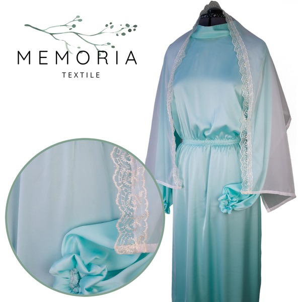 Платье ритуальное "Элеганс" шелк-армани мятный с шарфом