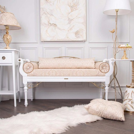 Банкетка Флоренция Премиум Белый Каледония Даймонд Айвори Амбер