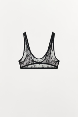 ZARA КРУЖЕВНОЙ БРАЛЕТТ, ЧЕРНЫЙ