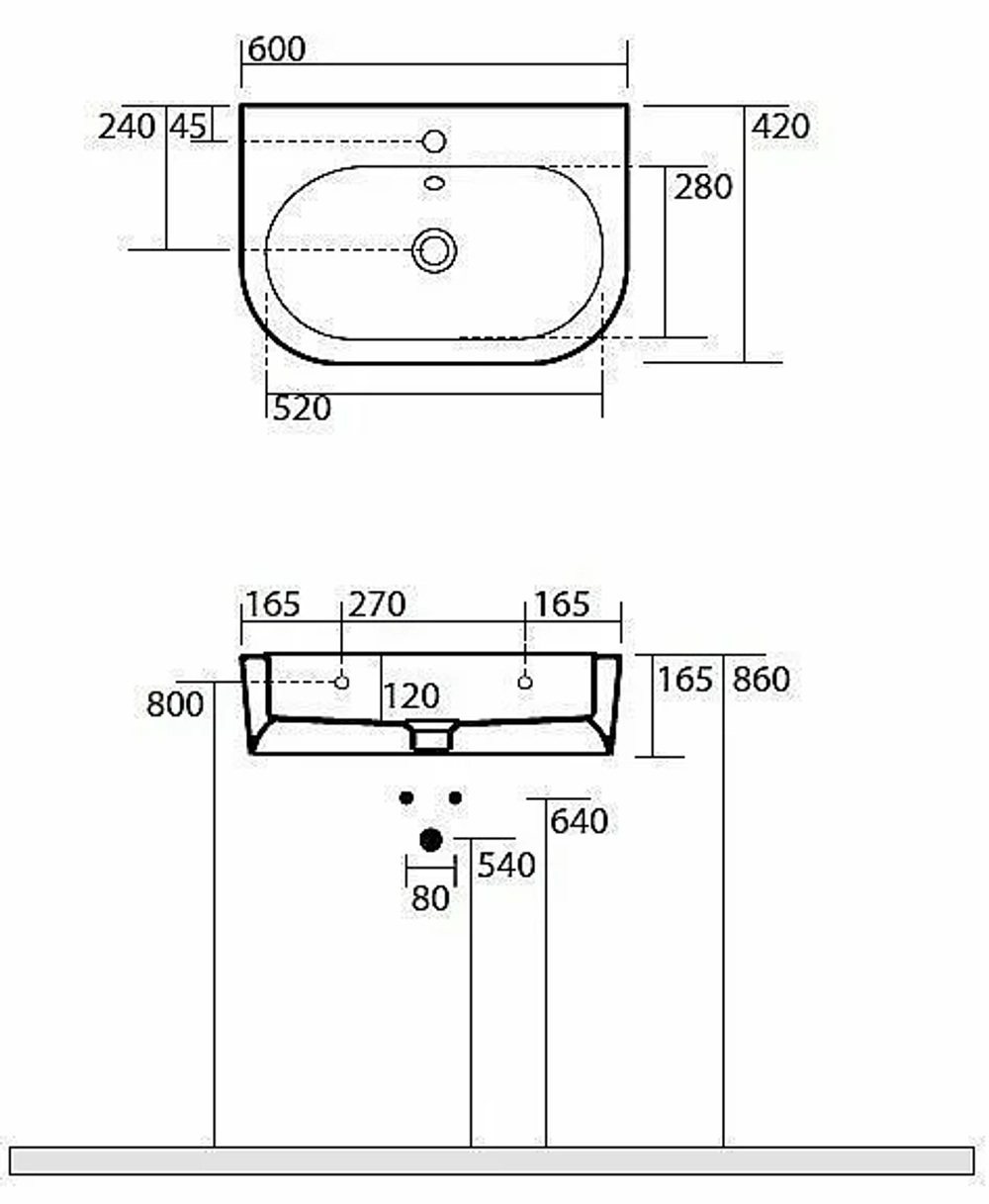 Раковина Kerasan Flo 60 3142bi*1 белая