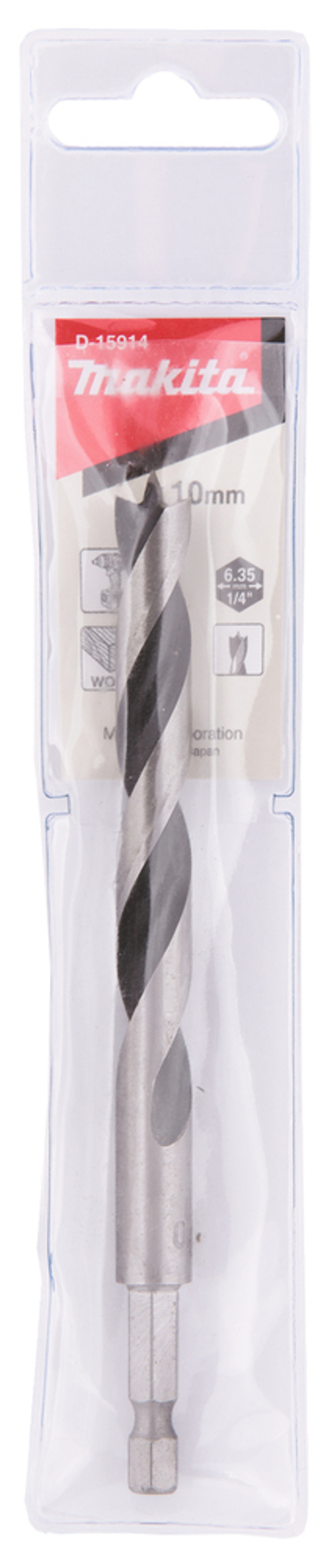 Сверло по дереву 10x87x133, 1/4" Makita D-15914 Дерево 10,0 x 87 x 133 мм хвостовик 1/4\"