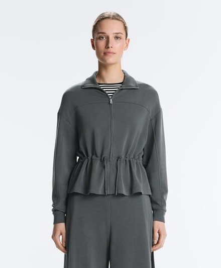 Oysho Мягкая куртка с регулируемой талией и высоким воротником, асфальтовый