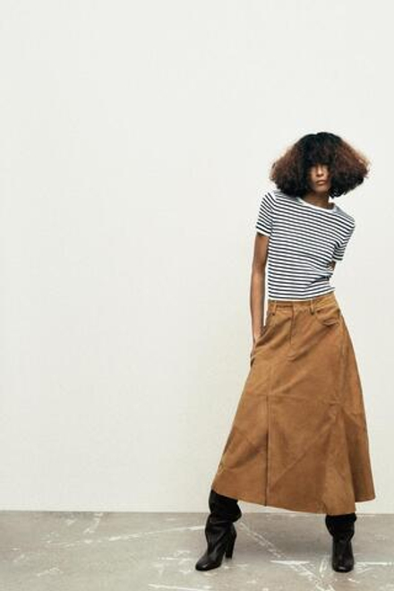 ZARA ТРИКОТАЖНЫЙ ТОП В ПОЛОСКУ С КОРОТКИМИ РУКАВАМИ, ТЕМНО-СИНИЙ/БЕЛЫЙ