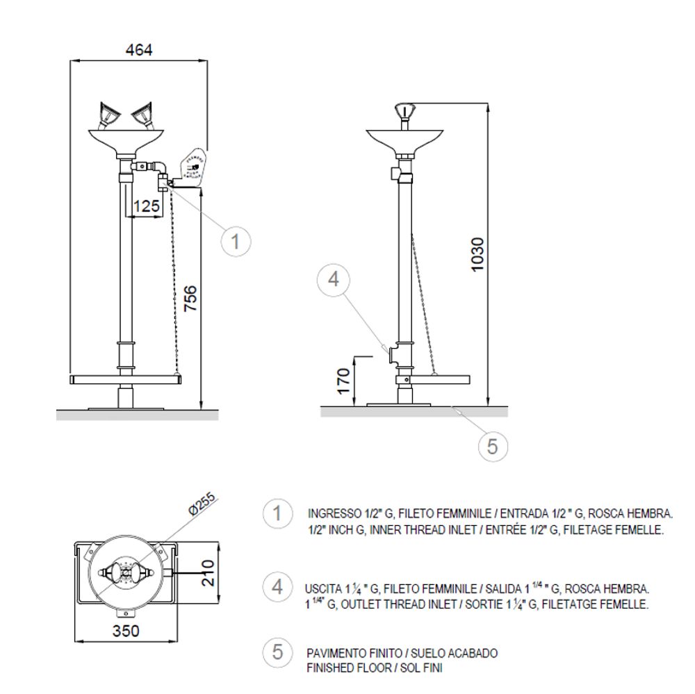 Аварийный фонтан для промывки глаз нерж. сталь BOCCHISF SC380SS зеленый