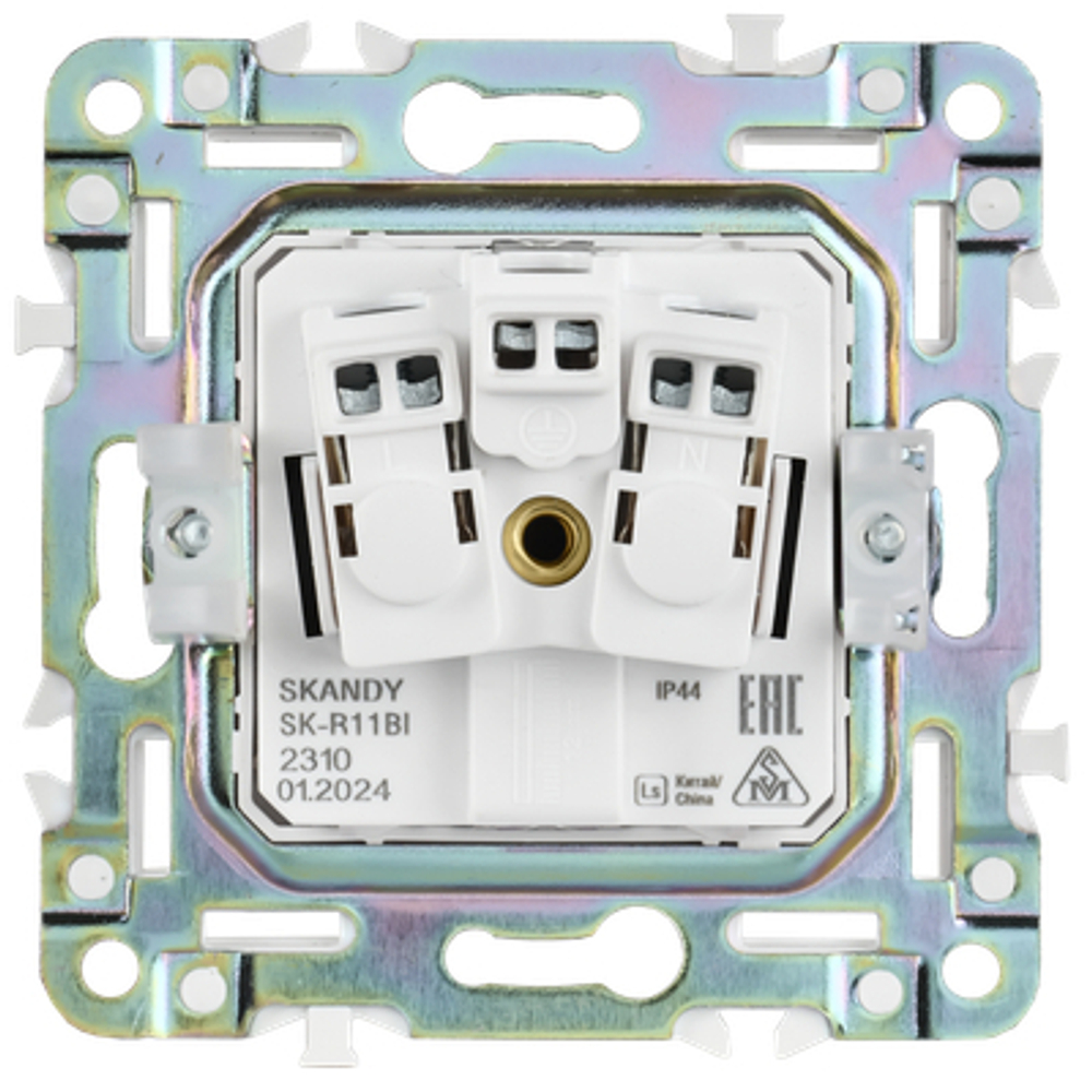 SKANDY Розетка 1-местная с заземлением с защитными шторками и крышкой 16А IP44 SK-R11Bl черный IEK
