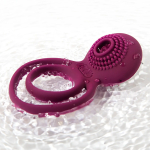Фиолетовое эрекционное виброкольцо с подхватом мошонки Svakom Tammy Vibrating Double Cock Ring S38