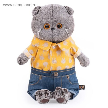 Басик в джинсовых шортах и желтой рубашке Ks22-127