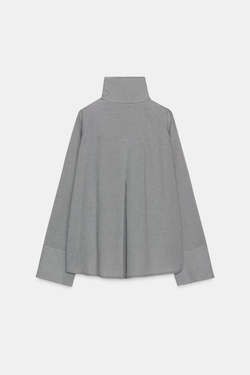 ZARA РУБАШКА ОВЕРСАЙЗ В КЛЕТКУ С КАРМАНОМ — ZW COLLECTION, МОРСКОЙ СИНИЙ