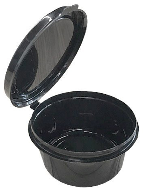 Контейнер для соуса 50 мл, круглый с верхним закрытием крышки, черный, 80 штук
