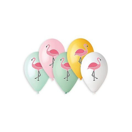 Шары воздушные с рисунком "Фламинго" 3х-цвет. 36 см
