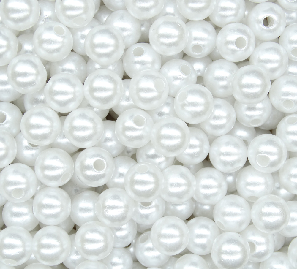 БА001НН10 Акриловые бусины круглые, цвет: белый, размер: 10 мм, 25 гр.