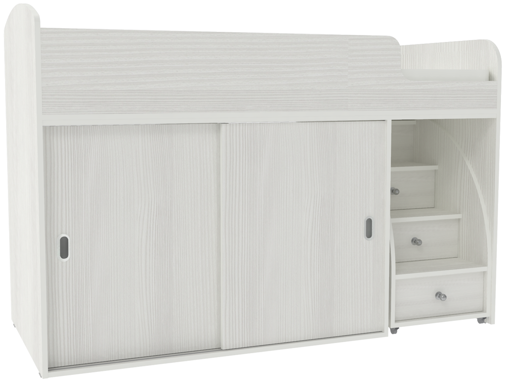 Кровать-чердак КарИВи Малыш Купе Белое Дерево Белое Дерево