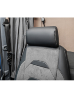 Чехлы Люкс Scania 5 серия Высокое и низкое сиденье (экокожа, черный, серая вставка)