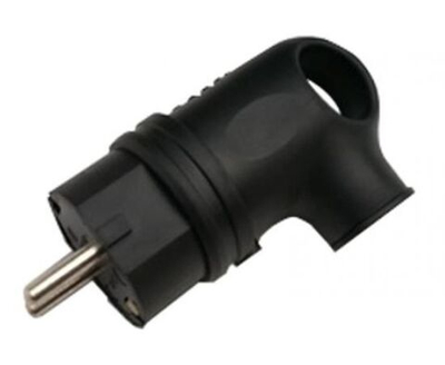 Вилка угловая с заземлением каучук 16А IP44 черная 9220 IN HOME