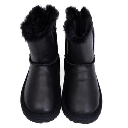 UGG Kids Classic Short Zip Leather Black