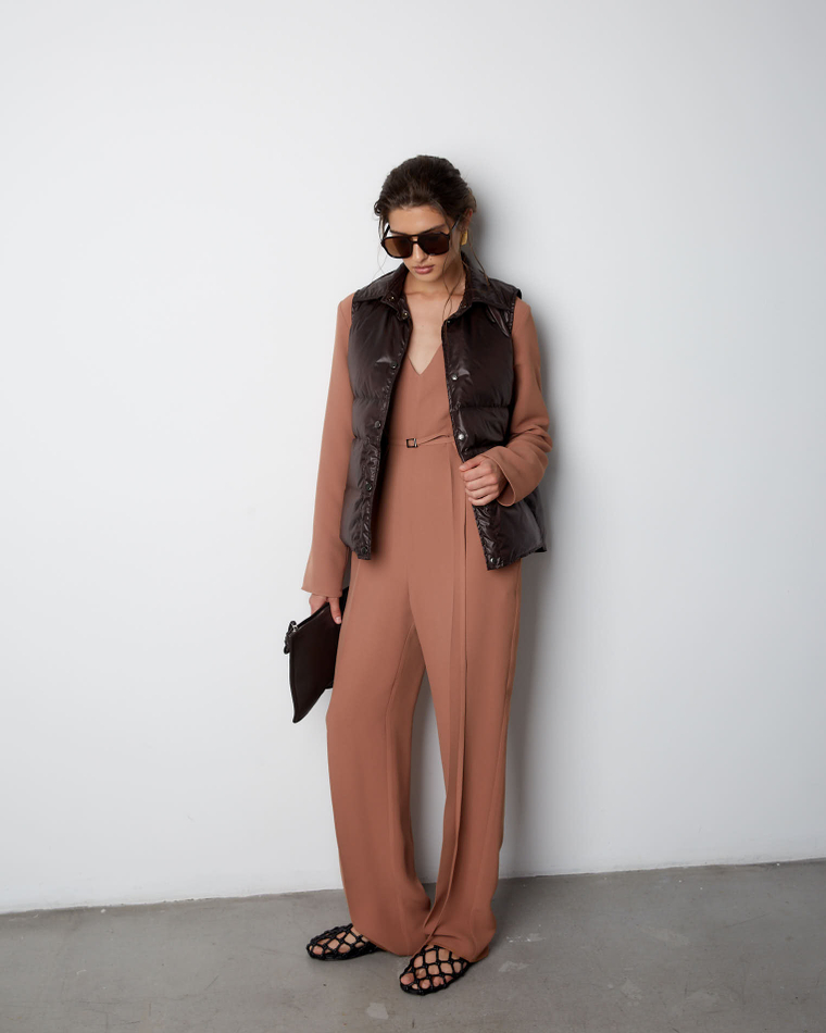 Комбинезон из вискозы Стелла Маккартни карамель