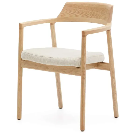 Стул Alocs из бежевой синели из массива дуба с натуральной отделкой FSC Mix Credit (съемный чехол)