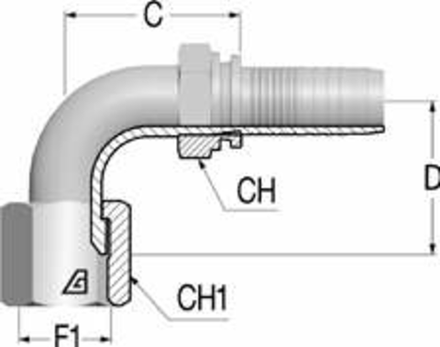 Фитинг DN 10 JIC (Г) 9/16 (90) ALFAGOMMA