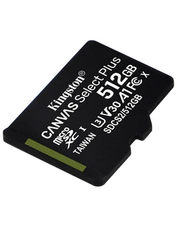 Карта памяти Micro SecureDigital 512Gb Kingston Class 10 UHS-I U3 Canvas Select Plus SDCS2 / 512GBSP w / o adapter