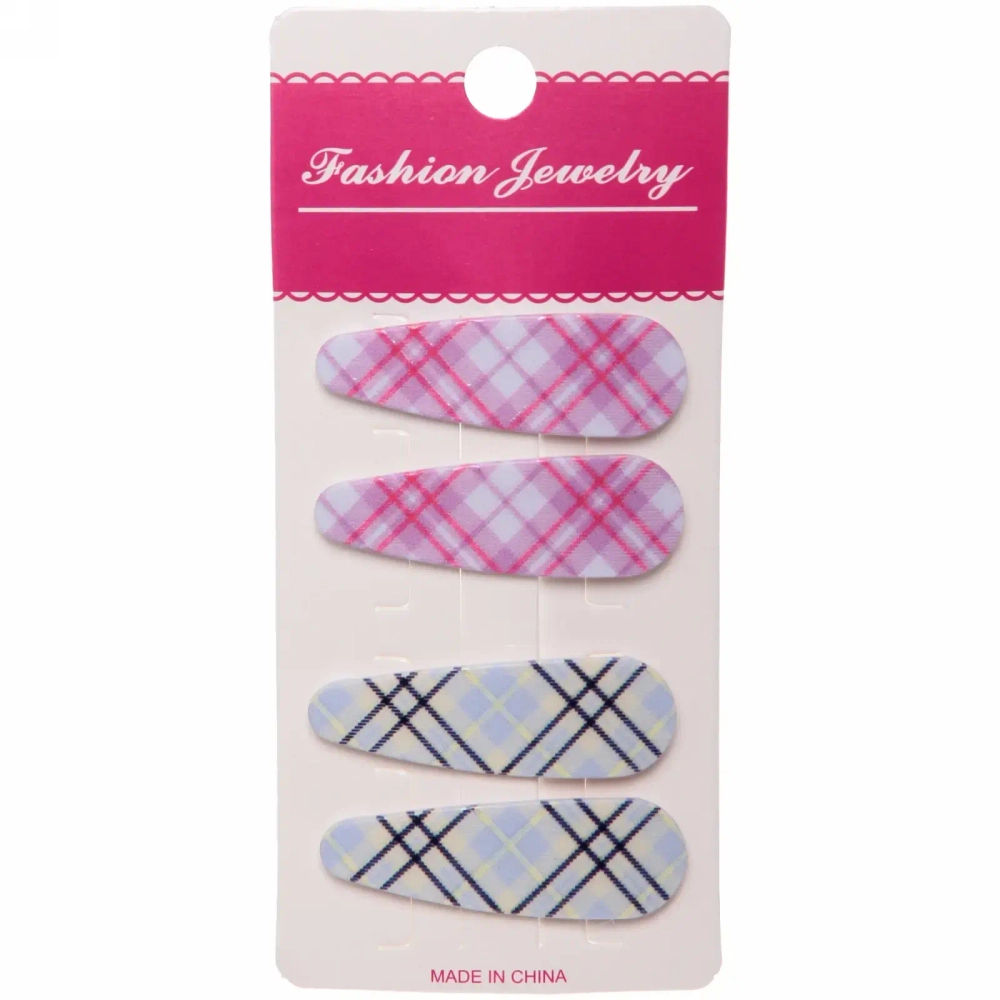 Зажимы для волос 4шт «Collection School», принт клетка, 5,2*1,7см