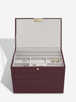Органайзер для украшений и часов Stackers Classic Jewellery Box, 4 секции - Burgundy (Burgundy / бордовый / Burgundy / 600 / 700 / Органайзер-косметичка с крышкой)