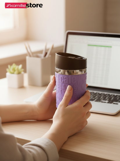 Термокружка 280 мл. из нержавеющей стали Kamille KM 2152 с резиновой накладкой