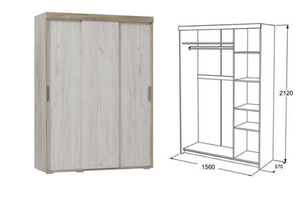 Ольга 19 Шкаф купе 3-х. дв.