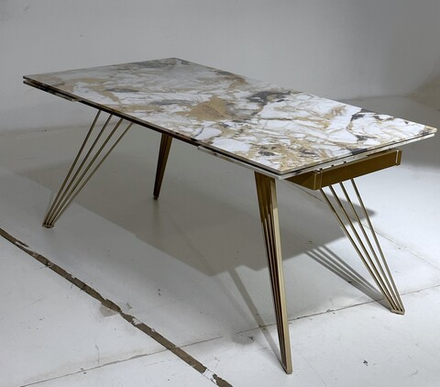 Стол М-City DISAUR Асерра-1 (Acerra-1) 160 Гранд Жаде (Gloss Grand Jade, керамика, Шампань