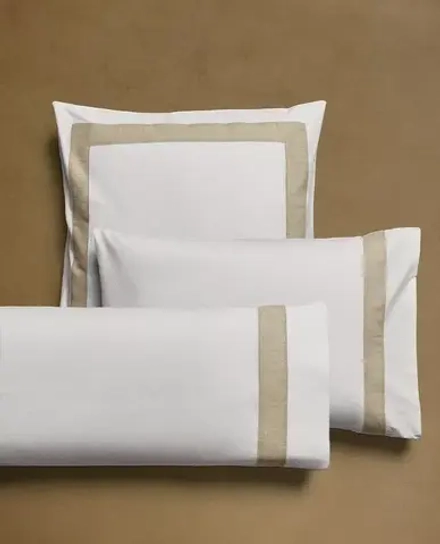 ZARA HOME НАВОЛОЧКА С ЛЬНЯНОЙ КАЙМОЙ, БЕЛЫЙ