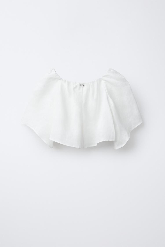 ZARA ЛЬНЯНОЙ ТОП, БЕЛЫЙ