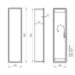 Пенал зеркальный Lemark ELEMENT 40х160 см, 1 дверный, правый, с подсветкой, цвет корпуса: белый