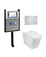 Комплект унитаза WeltWasser AMBERG 404 + GELBACH 002 GL-WT + AMBERG RD-MT CR белый глянцевый, безободковый, с крышкой микролифт, с бачком скрытого монтажа и кнопкой хром матовый