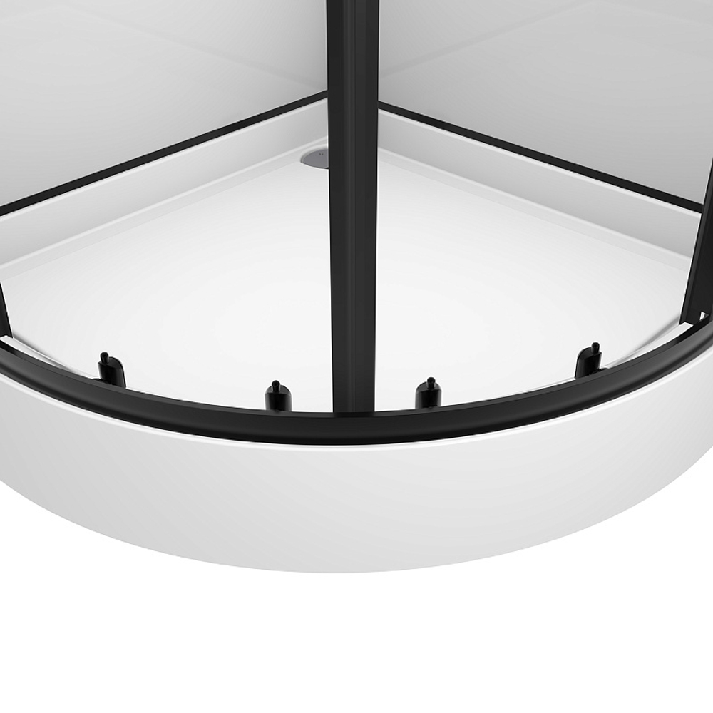 Душевая кабина Loranto NEO 90x90x(190+15) с низким поддоном 15см, прозрачное закаленное стекло 5 мм, задние стеклянные стенки белые, профиль черный-матовый (CS-22109)