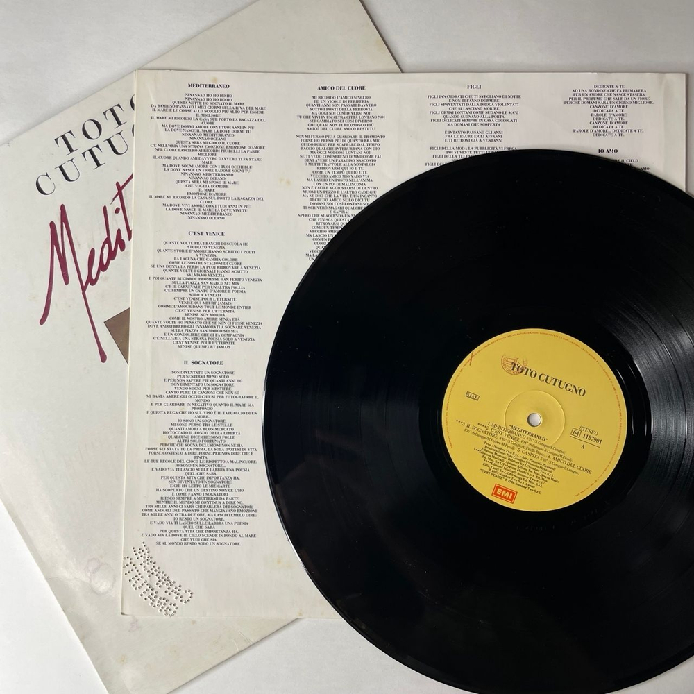 Винтажная виниловая пластинка LP Toto Cutugno Mediterraneo (Италия 1987)