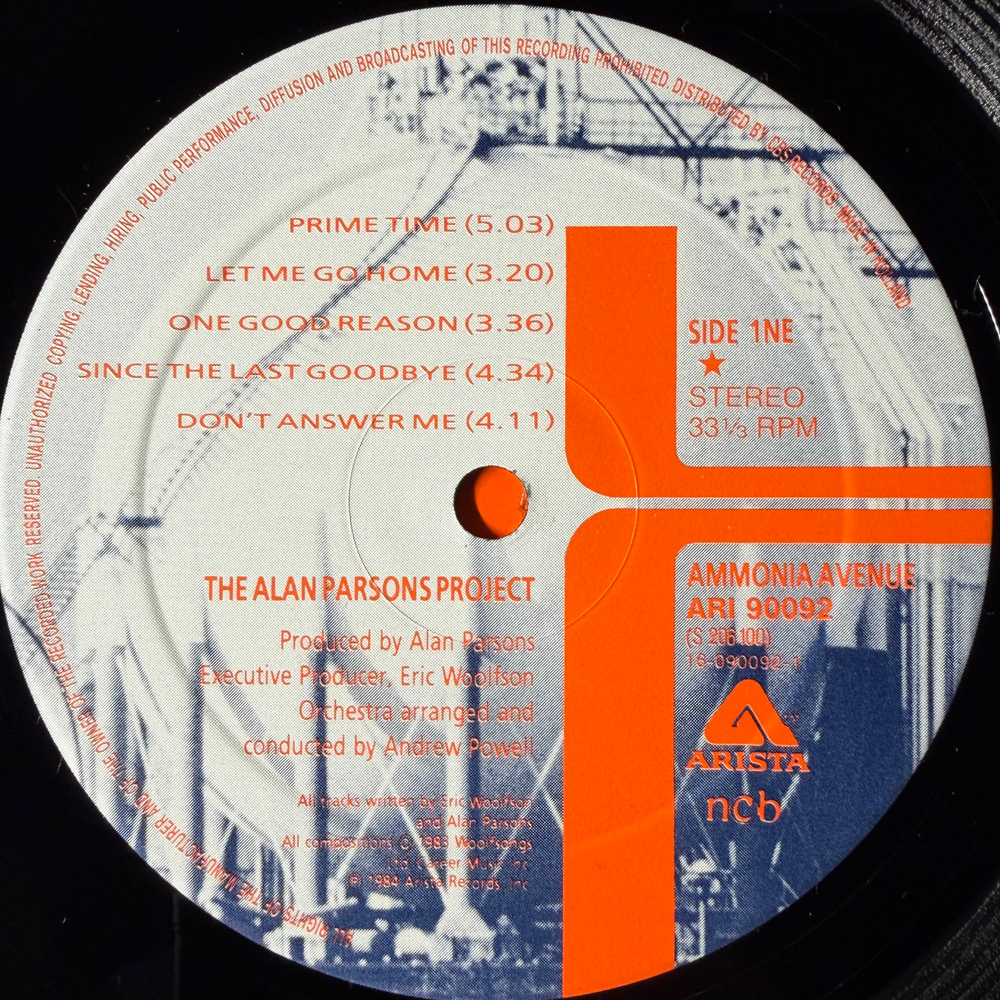 The Alan Parsons Project ‎– Ammonia Avenue (Скандинавия 1984г.)