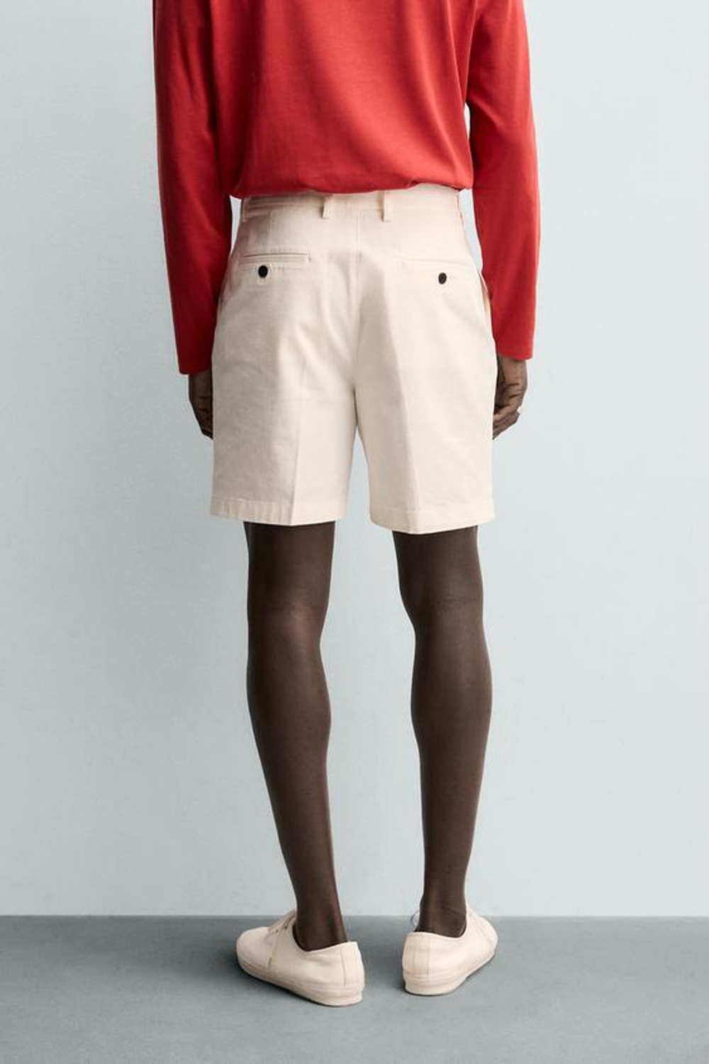 ZARA ШОРТЫ ЧИНОС REGULAR FIT, ЭКРЮ