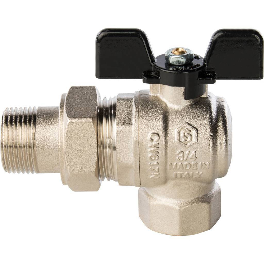 Кран шаровой угловой с американкой полнопроходной 20