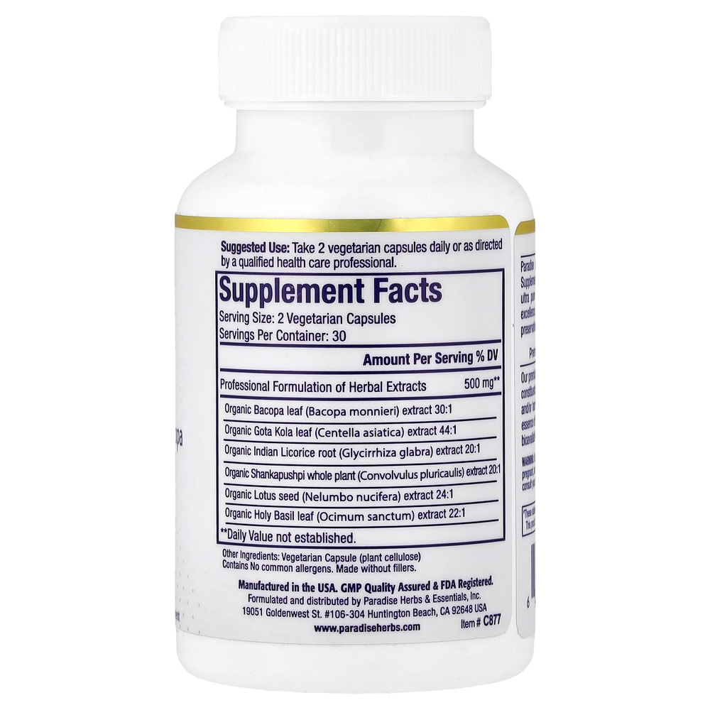 Paradise Herbs, Calm, 60 вегетарианских капсул