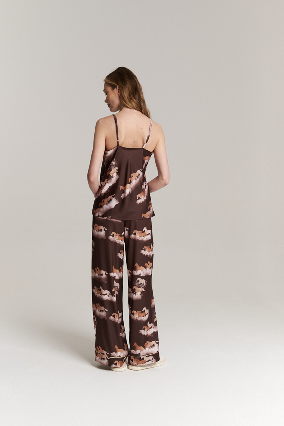 Шелковые брюки с кантом - бегущие лошади