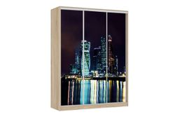 Шкаф-купе "Бассо-7 600 Город" (дуб сонома), ЛДСП 16 мм, Мебельсон