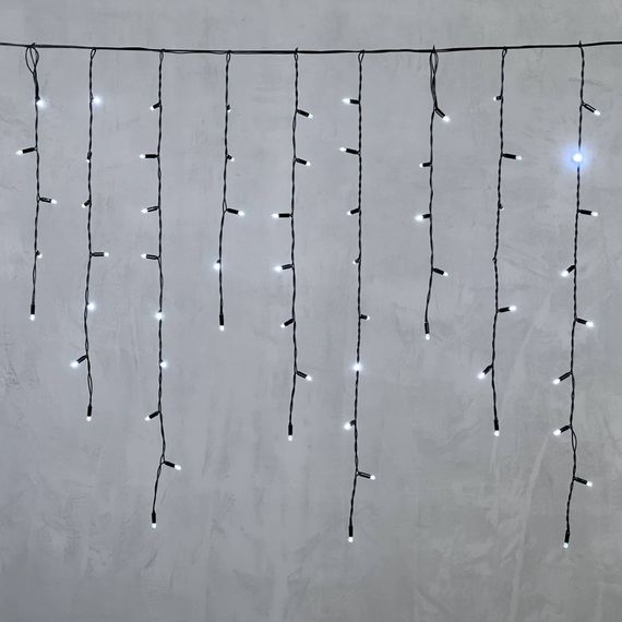 Светодиодная бахрома с колпачком 3,2*0,9 м., 180 холодных белых LED ламп, черный провод ПВХ, IP65, LTC (PIL180CAP-11-2W)