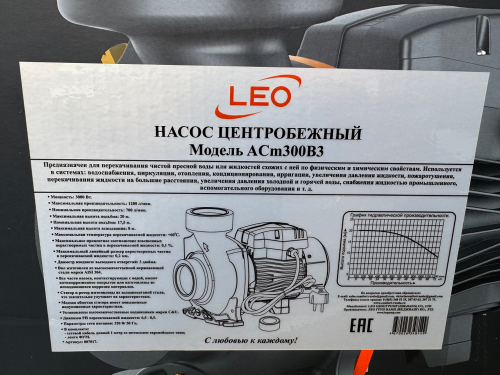 Насос LEO ACm300B3